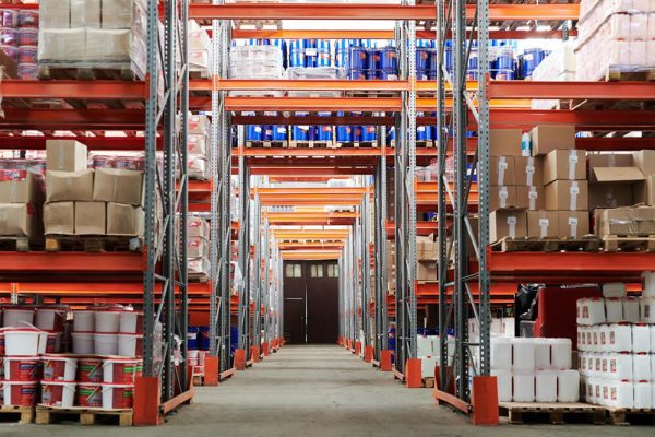 Shelving in a well-organised and safe warehouse